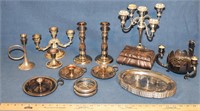 LOT - SILVERPLATE - CANDLESTANDS, ETC.