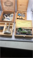 4-wood cases of router bits, hole & drill bits