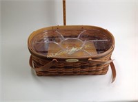 Longaberger basket, one handle broken