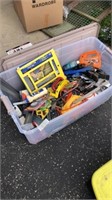 Plastic Tote full of Measuring tools, woodworking