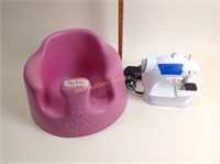 Small functioning sewing machine, Bumbo seat