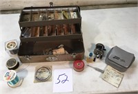 Tackle box w vintage Pflueger reel