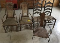 4 Wooden Chairs and 1 - Iron Chairs