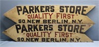 (2) "Parker's Store" Wooden Country Store Signs