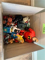 Large box lot of vintage and newer toys mix