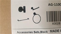 4 Piece Black Bathroom Towel bar & TP Paper Set