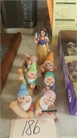 Porcelain Snow White + 6 Dwarfs Figures