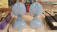 Pair Vintage Southern Bell Glass Lady vanity Lamps