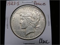 1923 S PEACE SILVER DOLLAR 90% UNC
