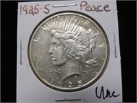 1925 S PEACE SILVER DOLLAR 90% UNC