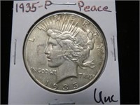 1935 P PEACE SILVER DOLLAR 90% UNC