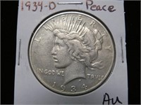 1934 D PEACE SILVER DOLLAR 90% AU