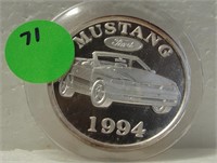 1994 1 TROY OZ. SILVER ROUND - 35TH FORD MUSTANG
