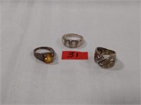 3-Sterling Silver rings with stones