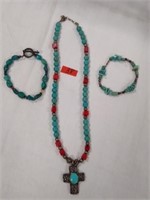 Turquoise & coral necklace
