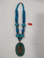 Native American Motif necklace Turquoise color