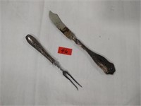 Sterling silver handled fork and knife