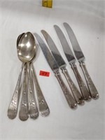Towle Silver plate servng spoons & dinner knives