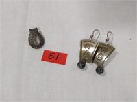 Maracite sterling silver pendant and earrings