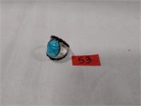 Faux Turquoise silver ring SZ 6