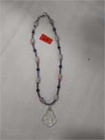 Glass beaded purple color necklace