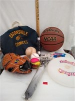 New ball pump, basketball, glove,softball, frisbee