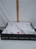 White marble serving tray