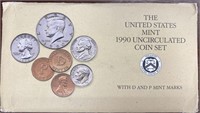 1990 Uncirculated Coin Set w/ D & P Mint Marks