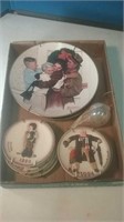 Flat of mostly Norman Rockwell plates in one