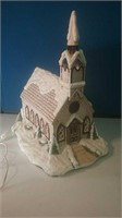 Large ceramic light up Church with cord