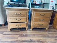 pair of solid wood night stands by Nadeau
