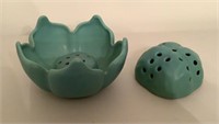 Artus Van Briggle Lotus Flower Bowl & Flower Frog