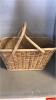 Vintage wood and wicker basket