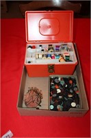 BOX OF MISC. SEWING ITEMS, BUTTONS