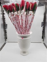 GLASS VASE WITH ARTIFICIAL FLOWERS