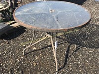 GLASS TOP ROUND PATIO TABLE