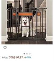 Extra wide walk-through gate with small pet door
