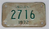 1972 Indiana State Motorcycle Plate
