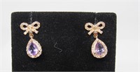 1.7 ct Ameythst Bow Style Earrings