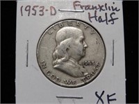 1953 D FRANKLIN HALF DOLLAR 90% XF