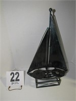 17" Tall Metal Sailboat Candle Holder