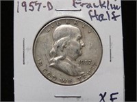 1957 D FRANKLIN HALF DOLLAR 90% XF