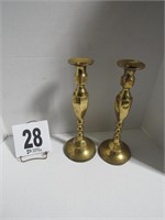 Pair of Brass Candle Sticks - 11.5" Tall