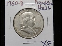 1960 D FRANKLIN HALF DOLLAR 90% XF