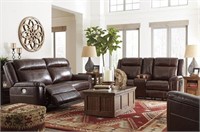 Ashley 717 LEATHER PWR' REC Sofa & Love Seat