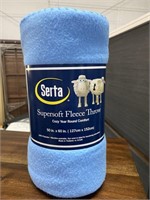 Blue Serta Super Soft Fleece Throw Blanket