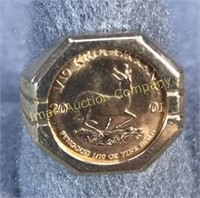 2001 1/10 Krugerrand Coin in 14kt Ring sz 12