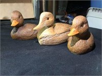 TRIO OF HAND CARVED WOODEN DUCKS