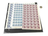 5 feuilles de timbres du Canada, 1950's