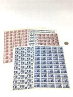 5 feuilles de timbres du Canada, 1950's-1960's
